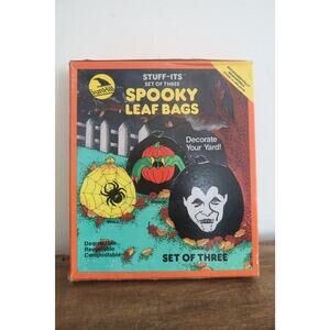 Vintage 1990 Halloween Spooky Leaf Bags Box of 3 Stuff-It's Halloween Yard Decor